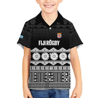 Fiji Tapa Rugby Custom Family Matching Off Shoulder Maxi Dress and Hawaiian Shirt Go Fijiana - Polynesian Pride