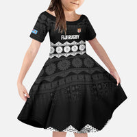 Fiji Tapa Rugby Custom Kid Short Sleeve Dress Go Fijiana - Polynesian Pride