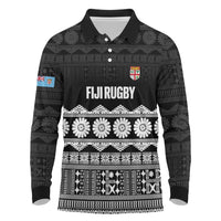 Fiji Tapa Rugby Custom Long Sleeve Polo Shirt Go Fijiana - Polynesian Pride