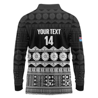 Fiji Tapa Rugby Custom Long Sleeve Polo Shirt Go Fijiana - Polynesian Pride