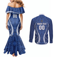 Auckland 2026 Rugby Custom Couples Matching Mermaid Dress and Long Sleeve Button Shirt NZ Maori Silver Fern LT14 - Polynesian Pride