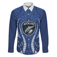 Auckland 2026 Rugby Custom Family Matching Short Sleeve Bodycon Dress and Hawaiian Shirt NZ Maori Silver Fern LT14 Dad's Shirt - Long Sleeve Blue - Polynesian Pride