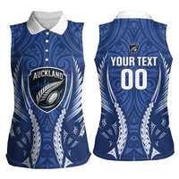 Auckland 2026 Rugby Custom Women Sleeveless Polo Shirt NZ Maori Silver Fern LT14 - Polynesian Pride