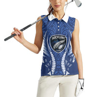 Auckland 2026 Rugby Custom Women Sleeveless Polo Shirt NZ Maori Silver Fern LT14 - Polynesian Pride