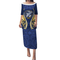 Bay of Plenty 2026 Rugby Custom Family Matching Puletasi and Hawaiian Shirt NZ Maori Silver Fern LT14 Mom's Dress Blue - Polynesian Pride