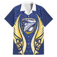 Bay of Plenty 2026 Rugby Custom Family Matching Tank Maxi Dress and Hawaiian Shirt NZ Maori Silver Fern LT14 Dad's Shirt - Short Sleeve Blue - Polynesian Pride