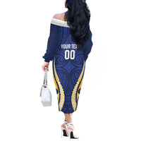 Bay of Plenty 2026 Rugby Custom Off The Shoulder Long Sleeve Dress NZ Maori Silver Fern LT14 - Polynesian Pride