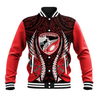 Canterbury 2026 Rugby Custom Baseball Jacket NZ Maori Silver Fern