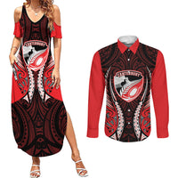 Canterbury 2026 Rugby Custom Couples Matching Summer Maxi Dress and Long Sleeve Button Shirt NZ Maori Silver Fern
