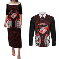 Counties Manukau 2026 Rugby Custom Couples Matching Puletasi and Long Sleeve Button Shirt NZ Maori Silver Fern