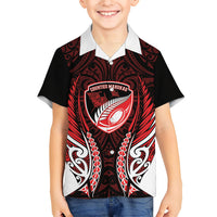 Counties Manukau 2026 Rugby Custom Family Matching Long Sleeve Bodycon Dress and Hawaiian Shirt NZ Maori Silver Fern LT14 Son's Shirt Red - Polynesian Pride