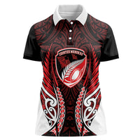 Counties Manukau 2026 Rugby Custom Women Polo Shirt NZ Maori Silver Fern LT14 Female Red - Polynesian Pride