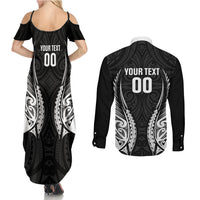 Hawke's Bay 2026 Rugby Custom Couples Matching Summer Maxi Dress and Long Sleeve Button Shirt NZ Maori Silver Fern LT14 - Polynesian Pride