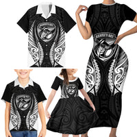 Hawke's Bay 2026 Rugby Custom Family Matching Short Sleeve Bodycon Dress and Hawaiian Shirt NZ Maori Silver Fern LT14 - Polynesian Pride