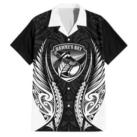Hawke's Bay 2026 Rugby Custom Family Matching Short Sleeve Bodycon Dress and Hawaiian Shirt NZ Maori Silver Fern LT14 Dad's Shirt - Short Sleeve Black - Polynesian Pride