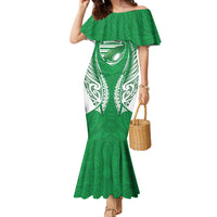 Manawatu 2026 Rugby Custom Family Matching Mermaid Dress and Hawaiian Shirt NZ Maori Silver Fern LT14 Mom's Dress Green - Polynesian Pride