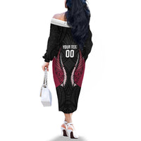 North Harbour 2026 Rugby Custom Family Matching Off The Shoulder Long Sleeve Dress and Hawaiian Shirt NZ Maori Silver Fern LT14 - Polynesian Pride