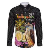 Kadayawan Philippines Family Matching Long Sleeve Bodycon Dress and Hawaiian Shirt Filipino Eagle Happy 39th Anniversary LT14 Dad's Shirt - Long Sleeve Black - Polynesian Pride
