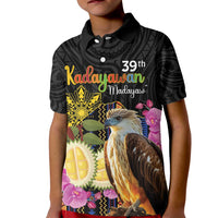 Kadayawan Philippines Kid Polo Shirt Filipino Eagle Happy 39th Anniversary LT14 Kid Black - Polynesian Pride