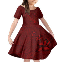 Oxblood Polynesia Family Matching Off Shoulder Maxi Dress and Hawaiian Shirt Hawaiian Tribal Hammerhead Shark Tattoo LT14 Daughter's Dress Oxblood - Polynesian Pride