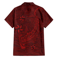 Oxblood Polynesia Family Matching Off Shoulder Maxi Dress and Hawaiian Shirt Hawaiian Tribal Hammerhead Shark Tattoo LT14 - Polynesian Pride