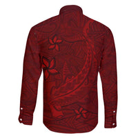 Oxblood Polynesia Family Matching Off Shoulder Maxi Dress and Hawaiian Shirt Hawaiian Tribal Hammerhead Shark Tattoo LT14 - Polynesian Pride