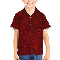 Oxblood Polynesia Family Matching Off Shoulder Maxi Dress and Hawaiian Shirt Hawaiian Tribal Hammerhead Shark Tattoo LT14 Son's Shirt Oxblood - Polynesian Pride