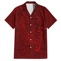 Oxblood Polynesia Family Matching Tank Maxi Dress and Hawaiian Shirt Hawaiian Tribal Hammerhead Shark Tattoo LT14 Dad's Shirt - Short Sleeve Oxblood - Polynesian Pride
