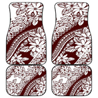 Polynesian Tropical Flowers Oxblood Color Car Mats