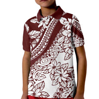 Polynesian Tropical Flowers Oxblood Color Kid Polo Shirt LT14 Kid Oxblood - Polynesian Pride