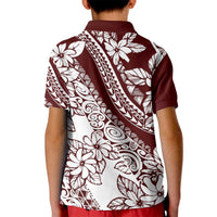 Polynesian Tropical Flowers Oxblood Color Kid Polo Shirt LT14 - Polynesian Pride