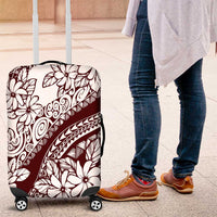 Polynesian Tropical Flowers Oxblood Color Luggage Cover
