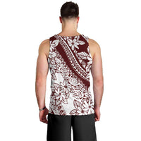 Polynesian Tropical Flowers Oxblood Color Men Tank Top