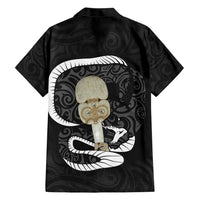Black New Zealand Eel Hawaiian Shirt Aotearoa Maori Tuna With Kotiate Weapon LT14 - Polynesian Pride