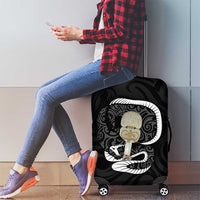 Black New Zealand Eel Luggage Cover Aotearoa Maori Tuna With Kotiate Weapon LT14 - Polynesian Pride