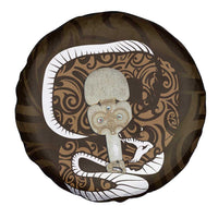 Gold New Zealand Eel Spare Tire Cover Aotearoa Maori Tuna With Kotiate Weapon