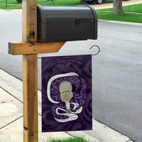 Purple New Zealand Eel Garden Flag Aotearoa Maori Tuna With Kotiate Weapon