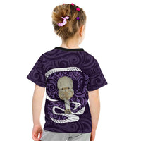 Purple New Zealand Eel Kid T Shirt Aotearoa Maori Tuna With Kotiate Weapon LT14 - Polynesian Pride