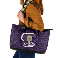 Purple New Zealand Eel Leather Tote Bag Aotearoa Maori Tuna With Kotiate Weapon LT14 Purple - Polynesian Pride