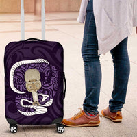Purple New Zealand Eel Luggage Cover Aotearoa Maori Tuna With Kotiate Weapon LT14 Purple - Polynesian Pride