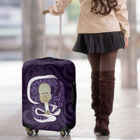 Purple New Zealand Eel Luggage Cover Aotearoa Maori Tuna With Kotiate Weapon LT14 - Polynesian Pride
