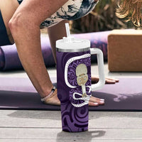 Purple New Zealand Eel Tumbler With Handle Aotearoa Maori Tuna With Kotiate Weapon LT14 - Polynesian Pride