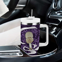 Purple New Zealand Eel Tumbler With Handle Aotearoa Maori Tuna With Kotiate Weapon LT14 - Polynesian Pride