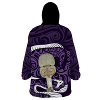 Purple New Zealand Eel Wearable Blanket Hoodie Aotearoa Maori Tuna With Kotiate Weapon LT14 - Polynesian Pride
