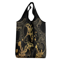Black And Gold Aotearoa Whai Grocery Bag NZ Stingrays Maori Curves Style LT14 - Polynesian Pride