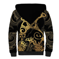 Black And Gold Aotearoa Whai Sherpa Hoodie NZ Stingrays Maori Curves Style