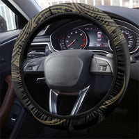 Black And Gold Aotearoa Whai Steering Wheel Cover NZ Stingrays Maori Curves Style