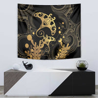 Black And Gold Aotearoa Whai Tapestry NZ Stingrays Maori Curves Style