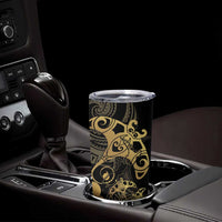 Black And Gold Aotearoa Whai Tumbler Cup NZ Stingrays Maori Curves Style