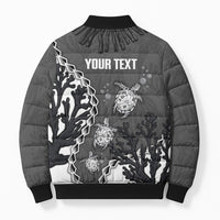 Personalized Black Coral Hawaii Bomber Puffer Jacket Ekaha Ku Moana Honu Sea Turtle